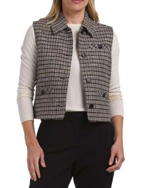 THEORY Striped Tweed Vest